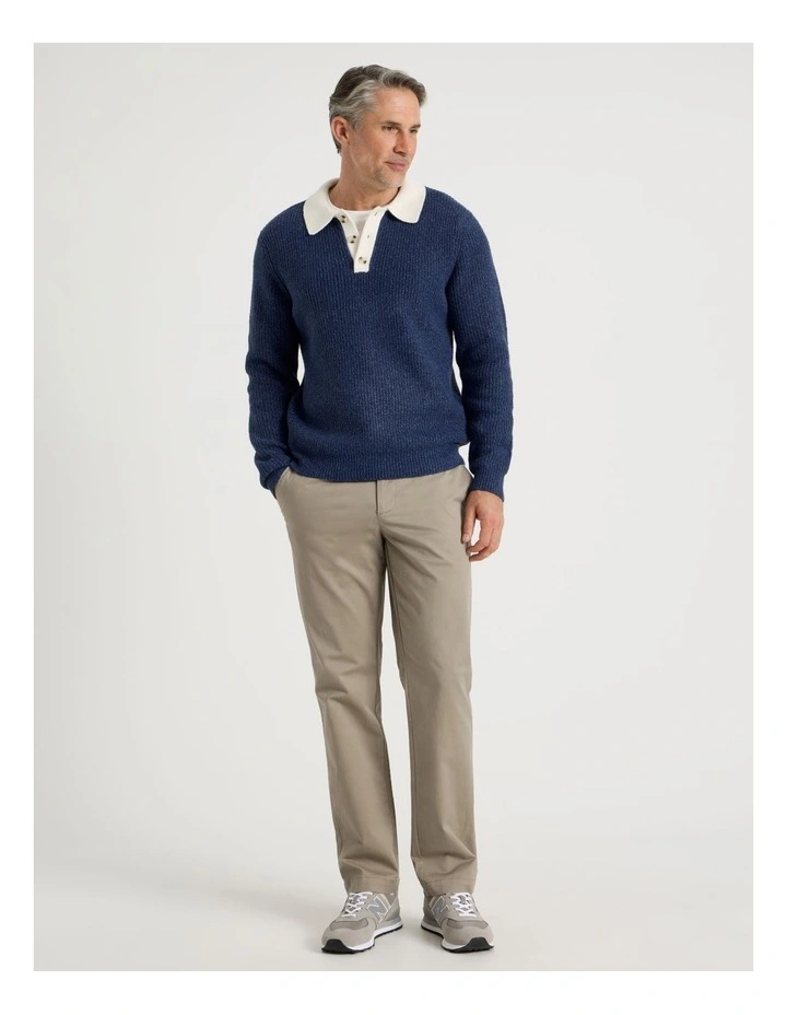 Contrast Collar Knit Polo in Indigo image 3