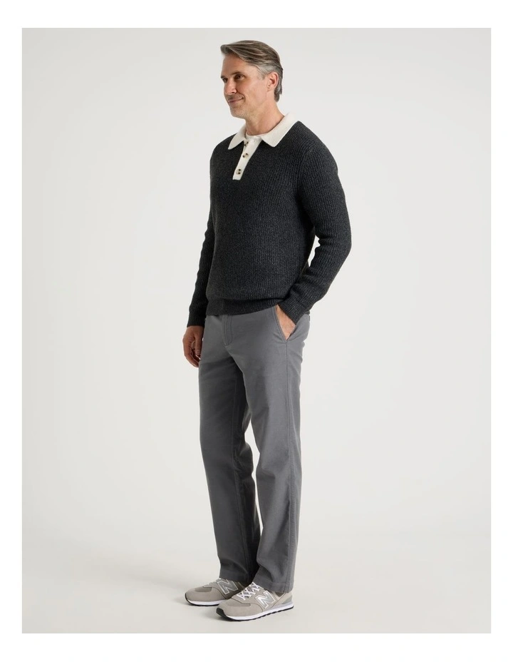 Contrast Collar Knit Polo in Charcoal image 7