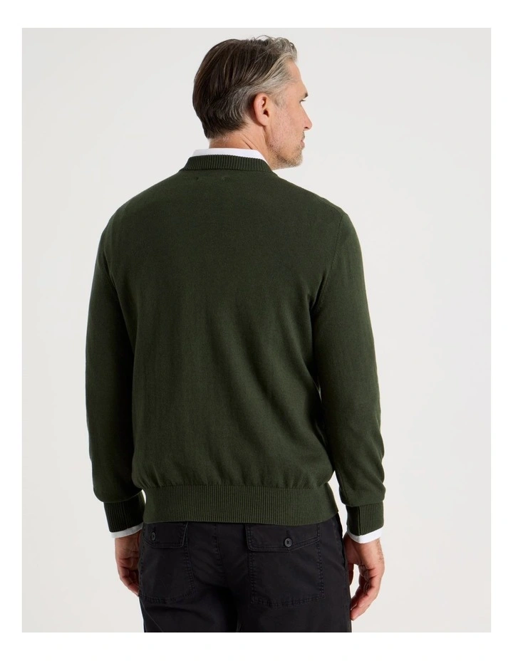 Crew Neck Cotton Cashmere Blend Knit in Green image 6