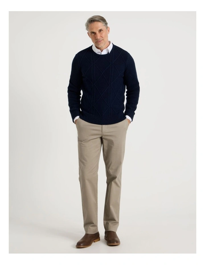 Crew Neck Cable Knit in Navy image 2