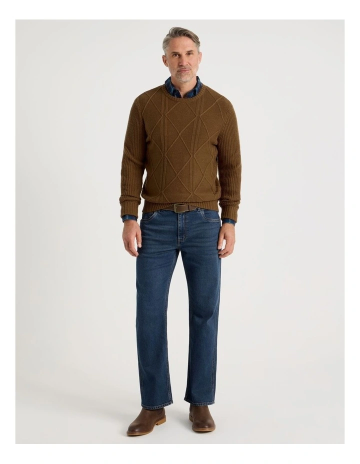 Crew Neck Cable Knit in Camel image 3