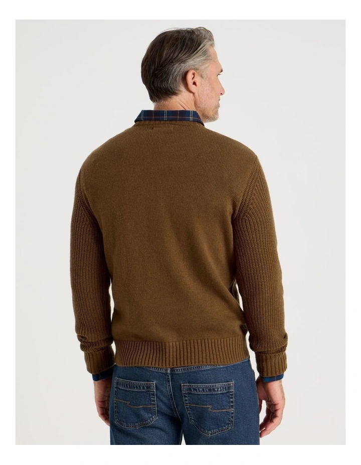 Crew Neck Cable Knit in Camel image 6