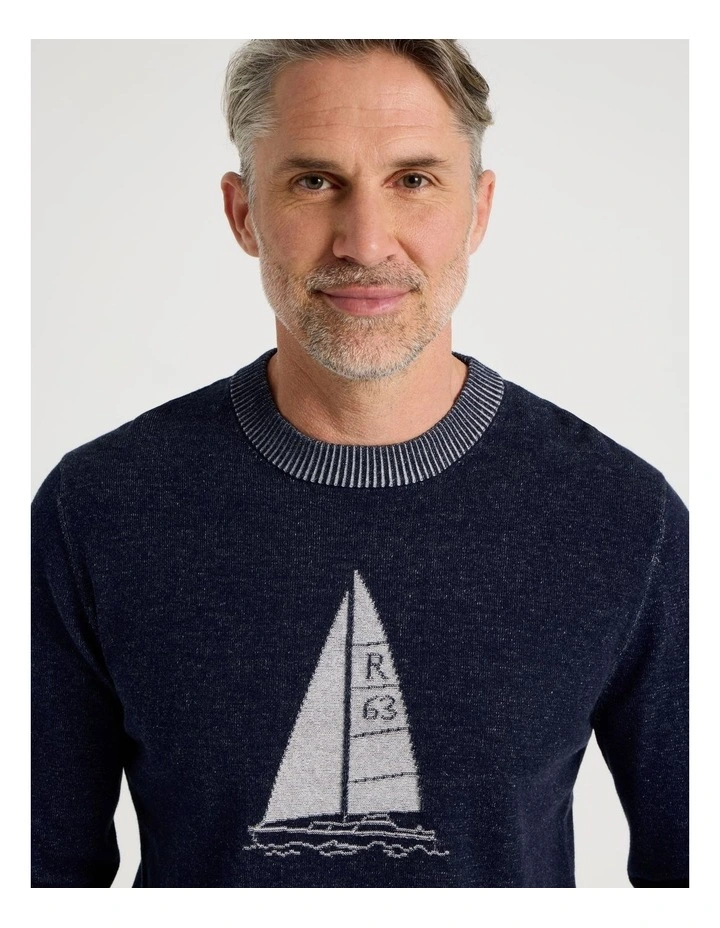Crew Neck Sail Away Knit in Navy image 2