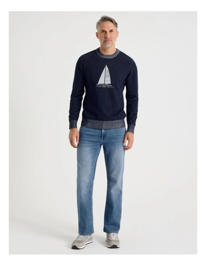 Crew Neck Sail Away Knit in Navy image 3