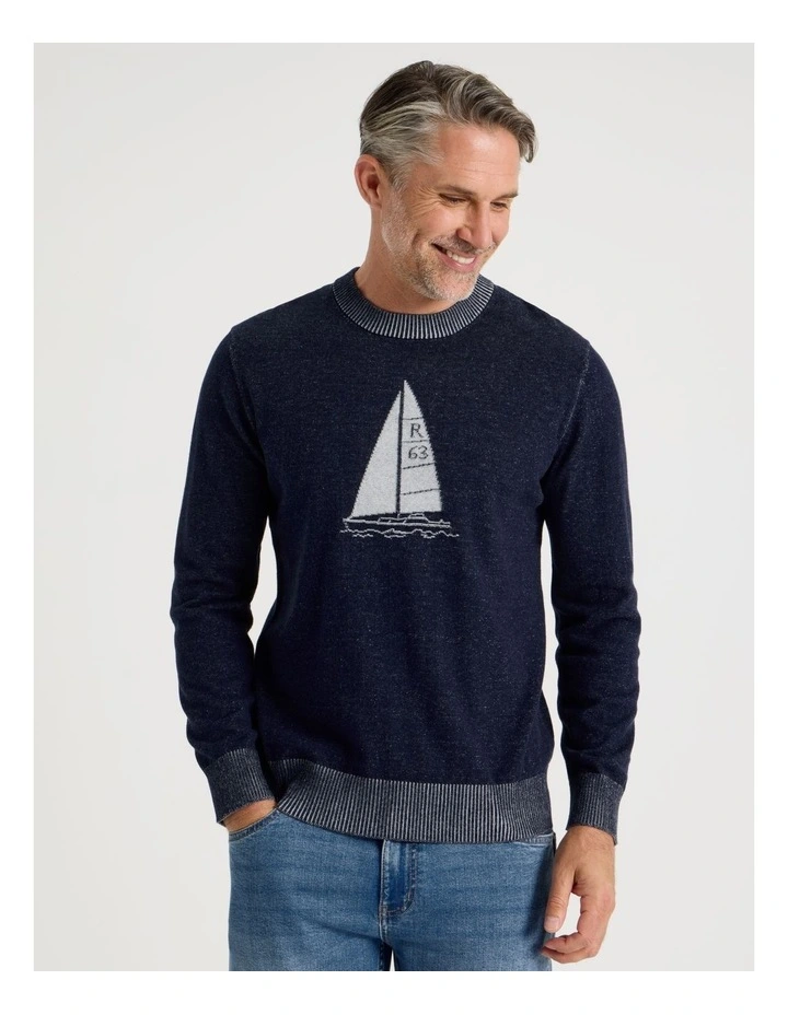 Crew Neck Sail Away Knit in Navy image 4