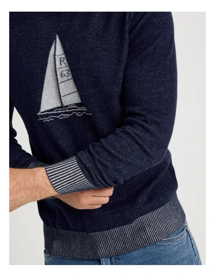 Crew Neck Sail Away Knit in Navy image 7