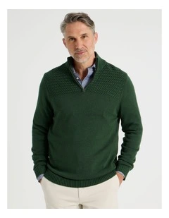 Half Zip Textured Knit in Sage