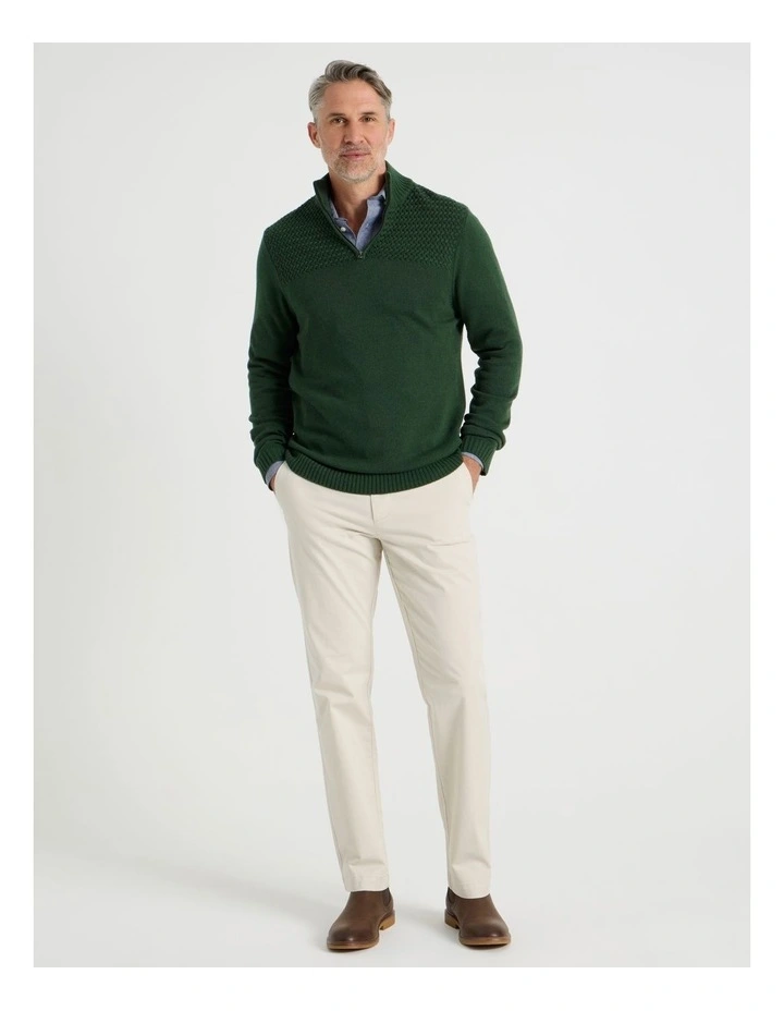 Half Zip Textured Knit in Sage image 2