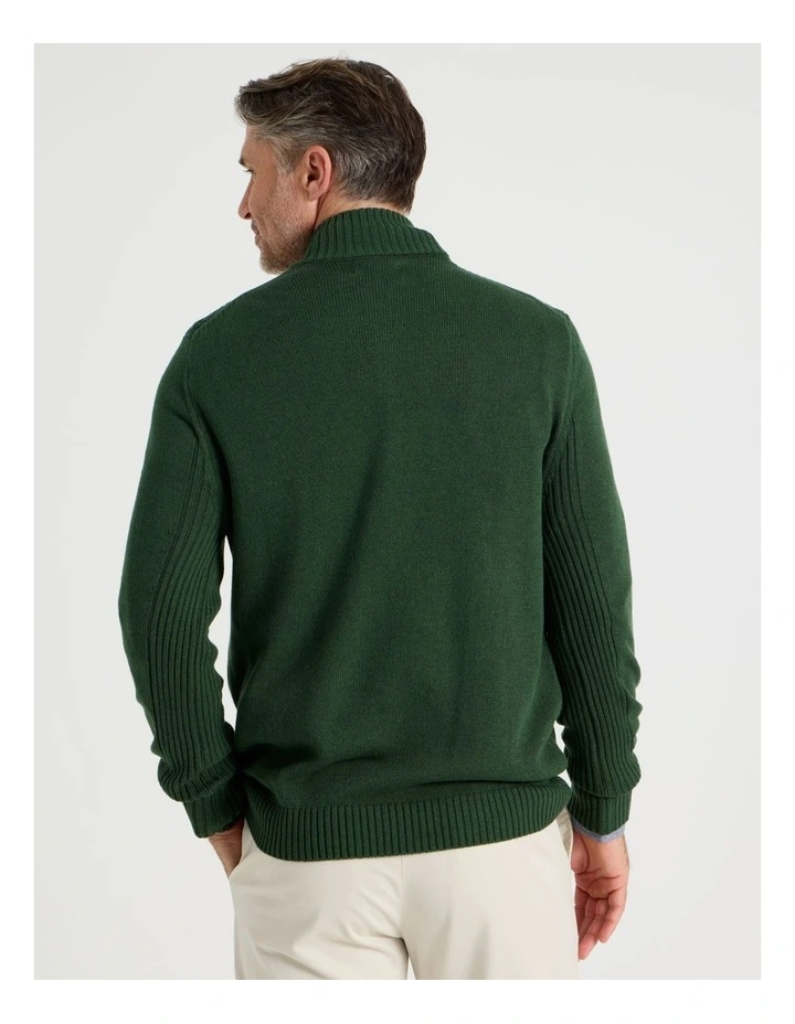 Half Zip Textured Knit in Sage image 5