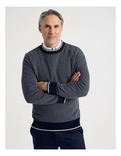 Stripe Rib Detail Knit in Navy