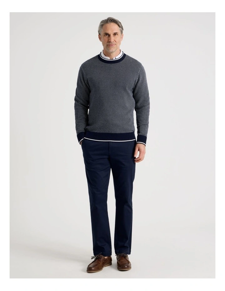 Stripe Rib Detail Knit in Navy image 2