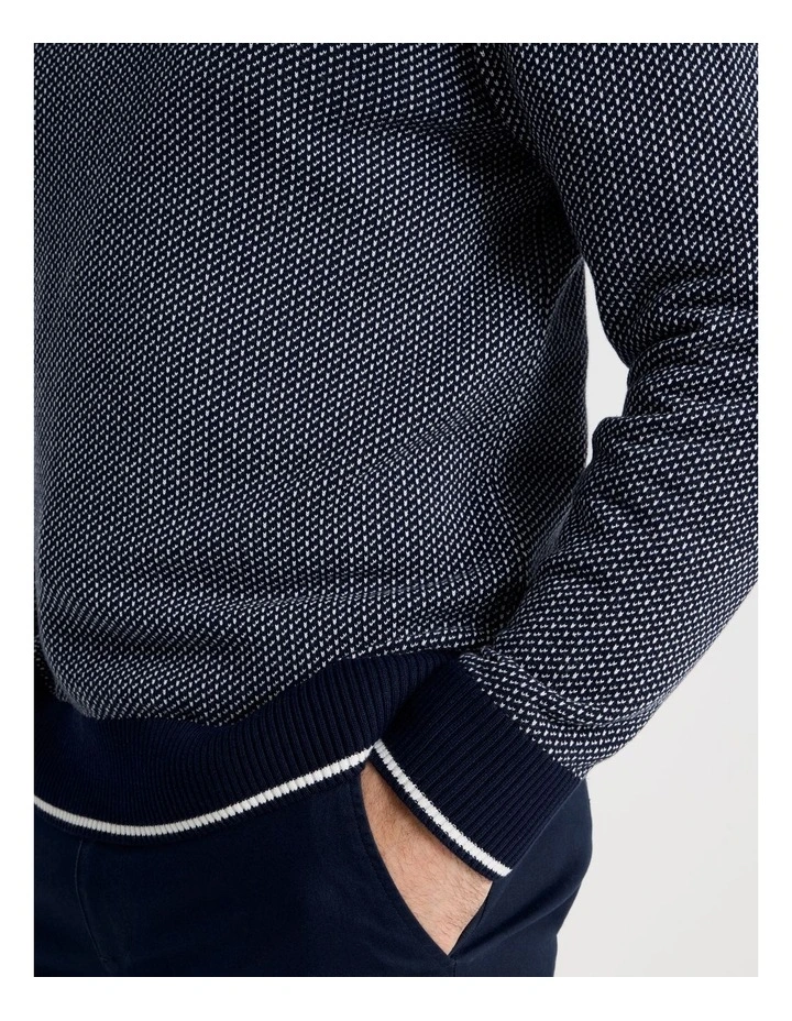 Stripe Rib Detail Knit in Navy image 4
