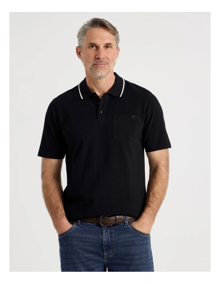 Pique Polo in Black image 2