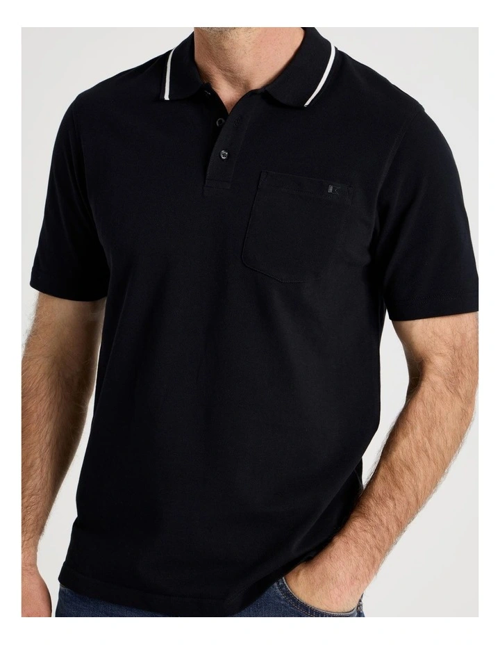 Pique Polo in Black image 3