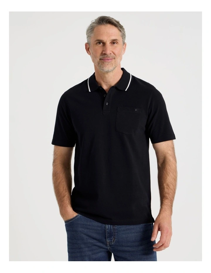 Pique Polo in Black image 5