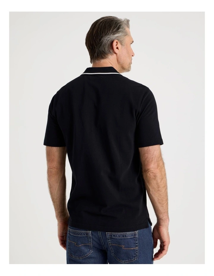 Pique Polo in Black image 6