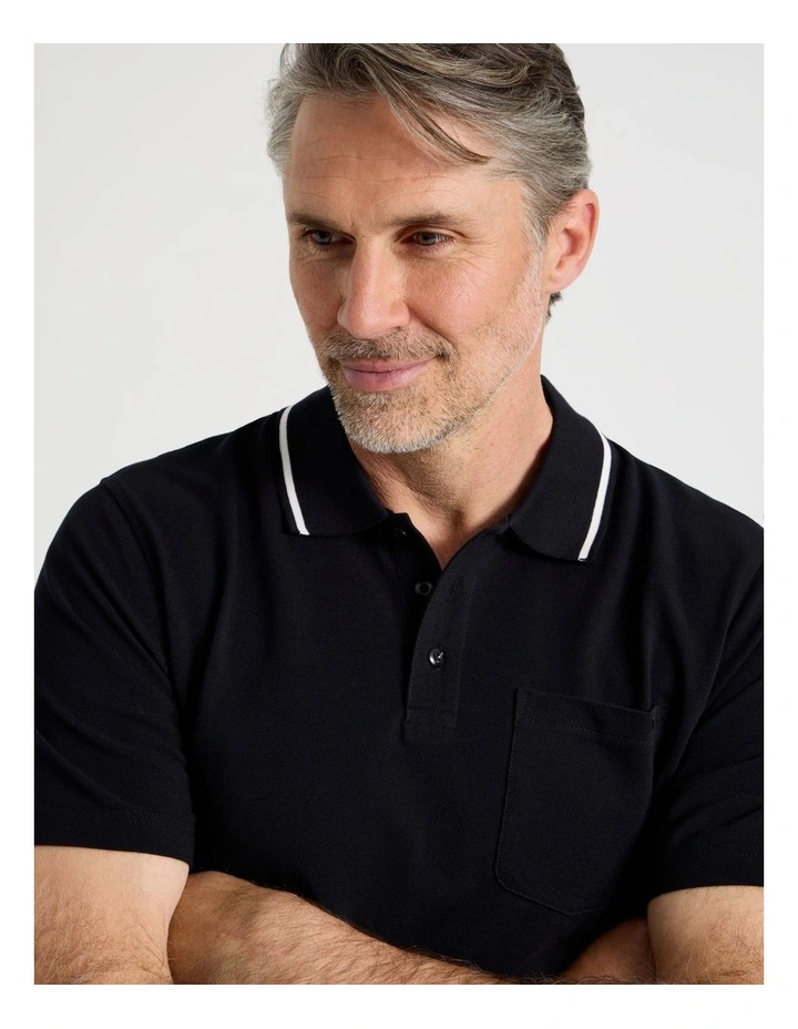 Pique Polo in Black image 7
