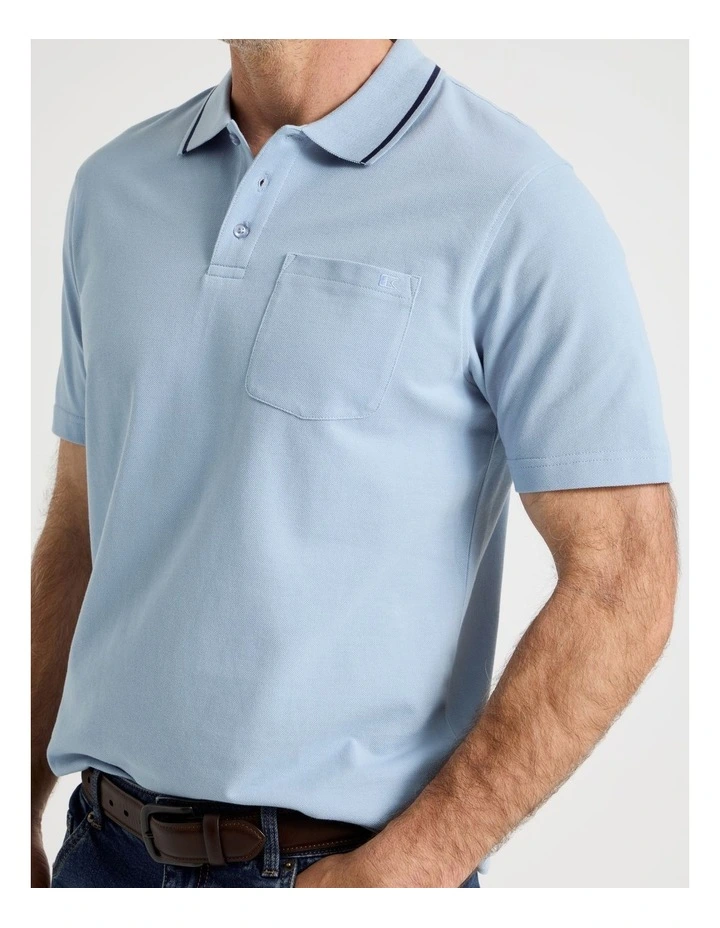 Pique Polo in Light Blue image 1