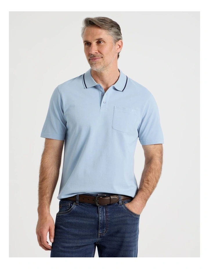 Pique Polo in Light Blue image 2