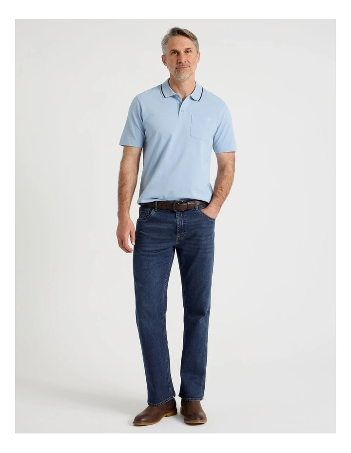 Pique Polo in Light Blue image 3