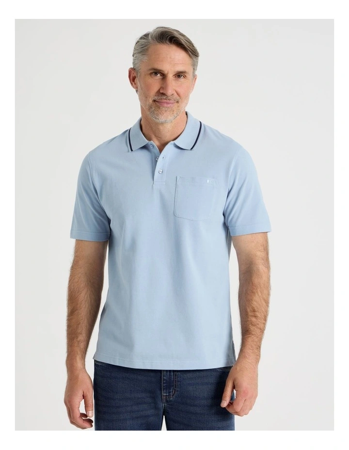 Pique Polo in Light Blue image 4