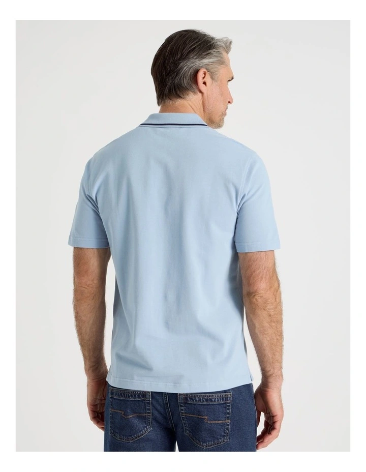 Pique Polo in Light Blue image 6