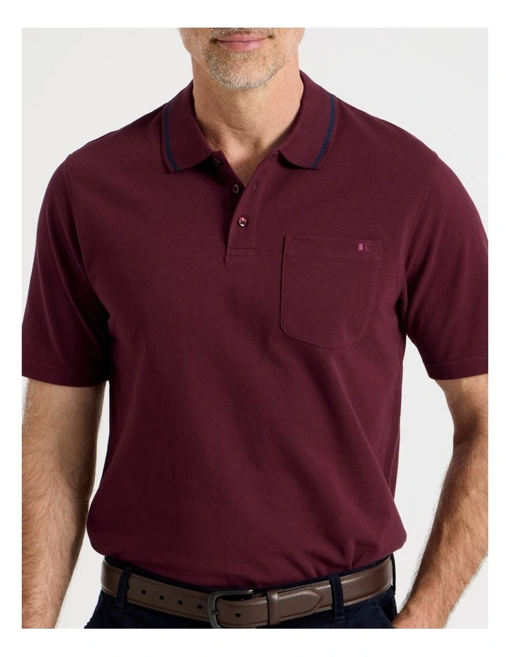 Pique Polo in Burgundy image 4