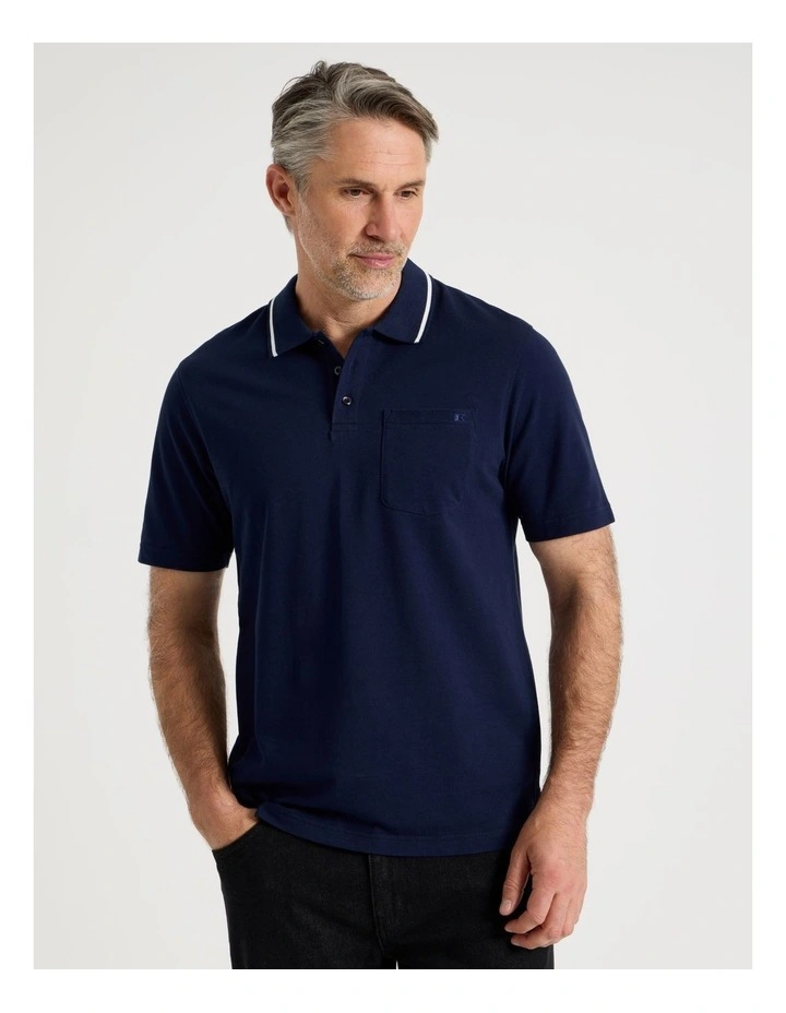 Pique Polo in Navy image 5