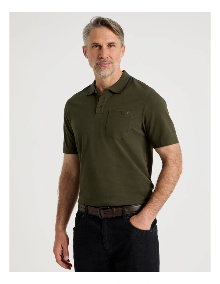 Pique Polo in Khaki image 1