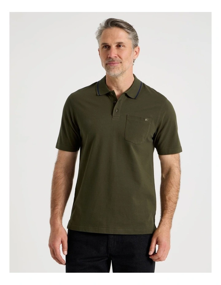 Pique Polo in Khaki image 5