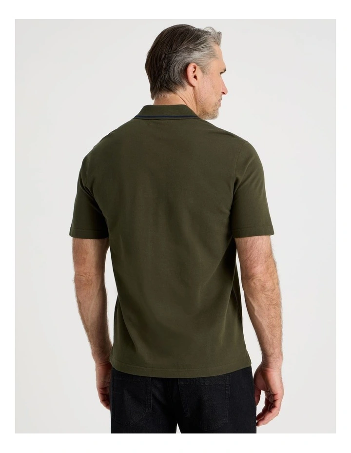 Pique Polo in Khaki image 6