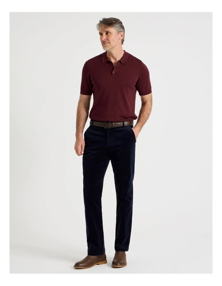 Short Sleeve Knitted Bamboo Cotton Polo in Burgundy image 7