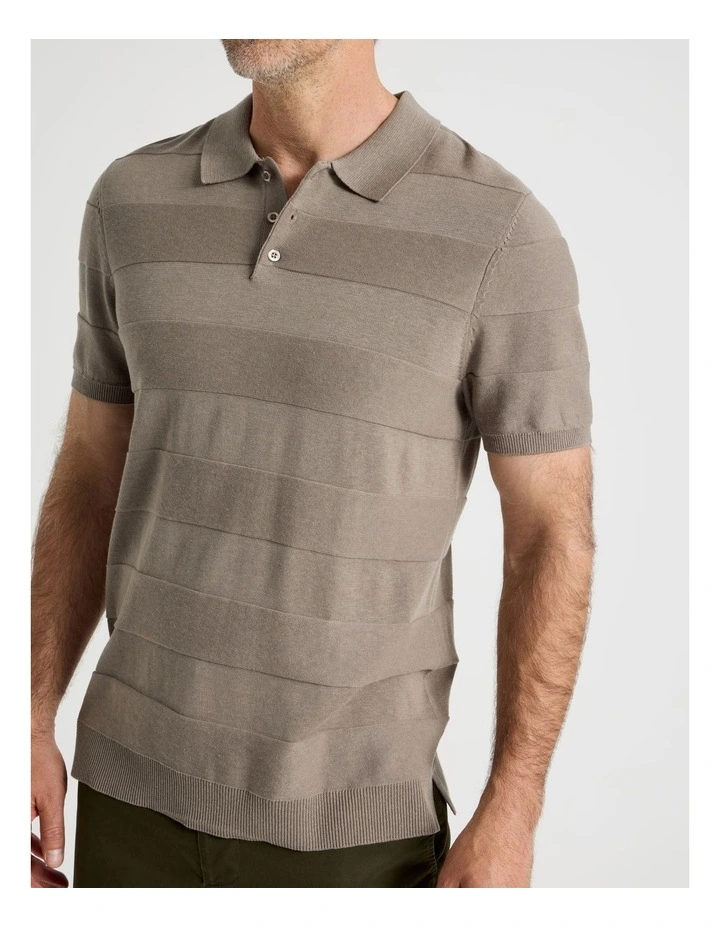 Jacquard Knit Polo in Taupe image 5