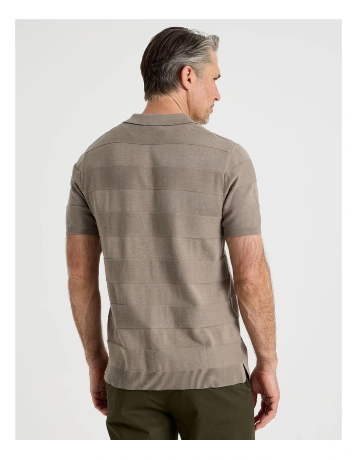 Jacquard Knit Polo in Taupe image 6
