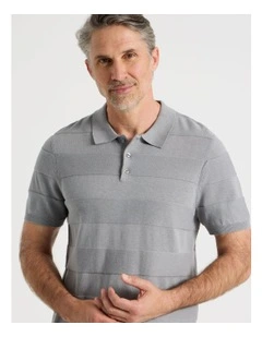 Jacquard Knit Polo in Grey