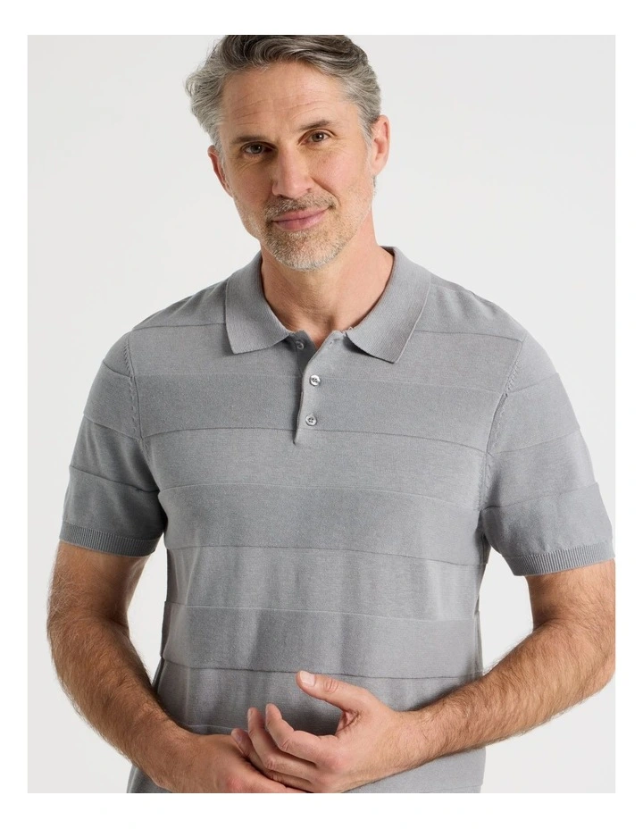 Jacquard Knit Polo in Grey image 1