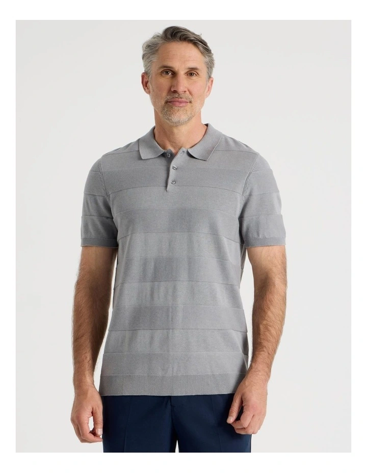 Jacquard Knit Polo in Grey image 2