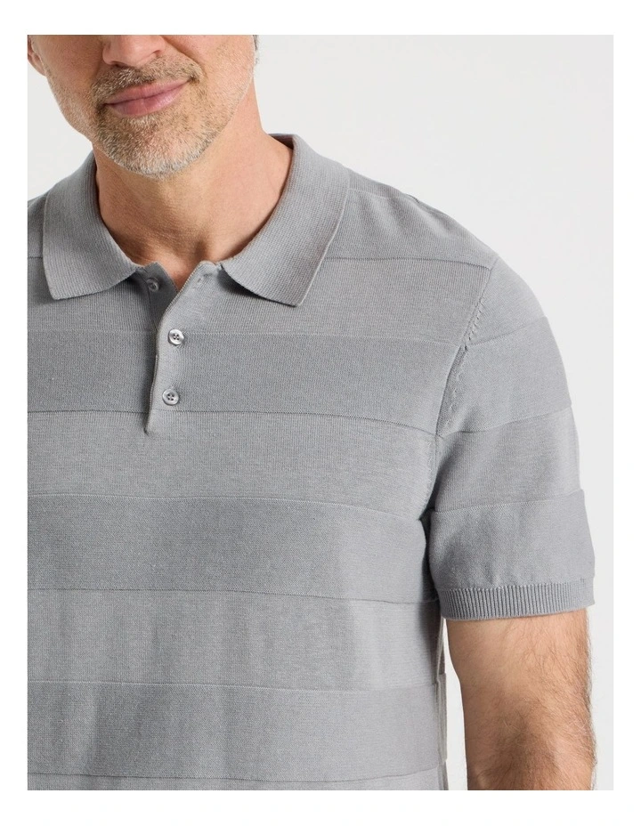 Jacquard Knit Polo in Grey image 4