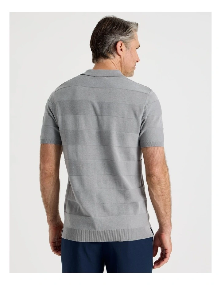 Jacquard Knit Polo in Grey image 5