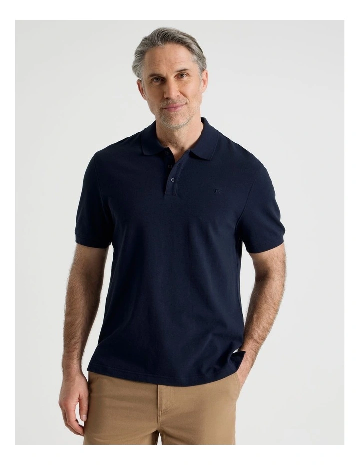Birdseye Pique Polo in Navy image 3