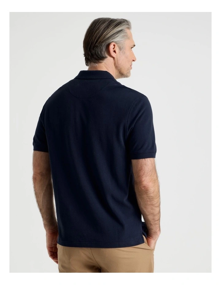 Birdseye Pique Polo in Navy image 4