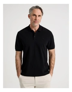 Birdseye Pique Polo in Black