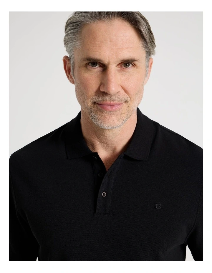 Birdseye Pique Polo in Black image 3