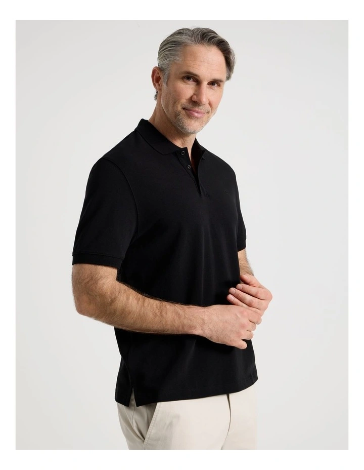 Birdseye Pique Polo in Black image 4