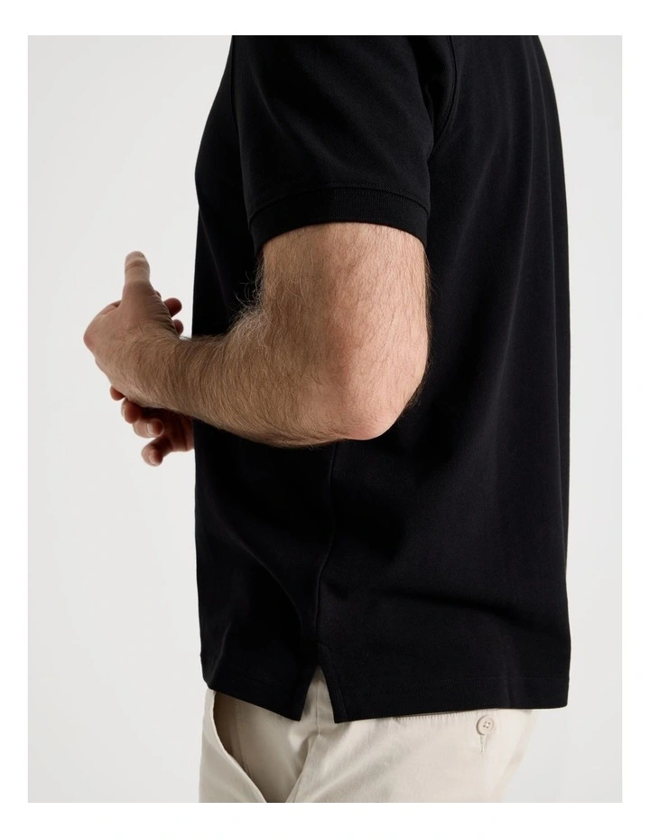 Birdseye Pique Polo in Black image 5