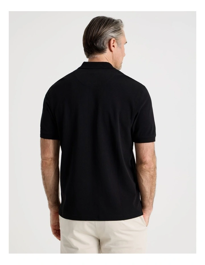 Birdseye Pique Polo in Black image 6