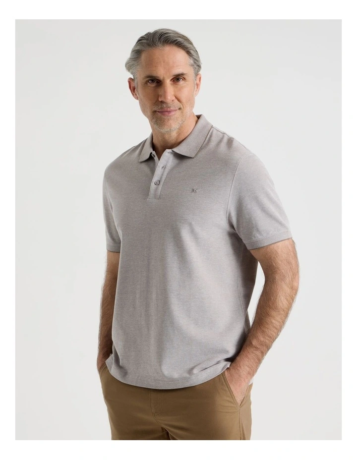 Birdseye Pique Polo in Beige image 1