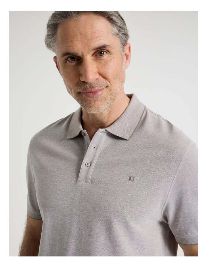 Birdseye Pique Polo in Beige image 2