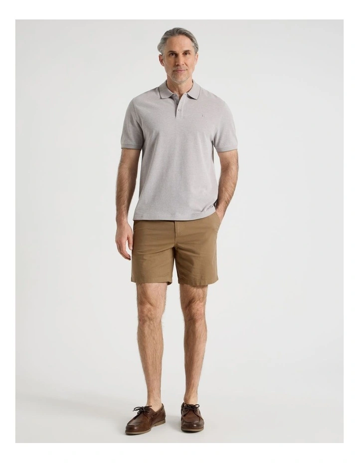Birdseye Pique Polo in Beige image 3