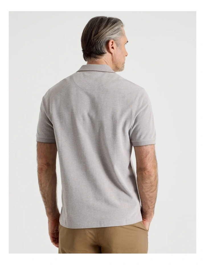 Birdseye Pique Polo in Beige image 5